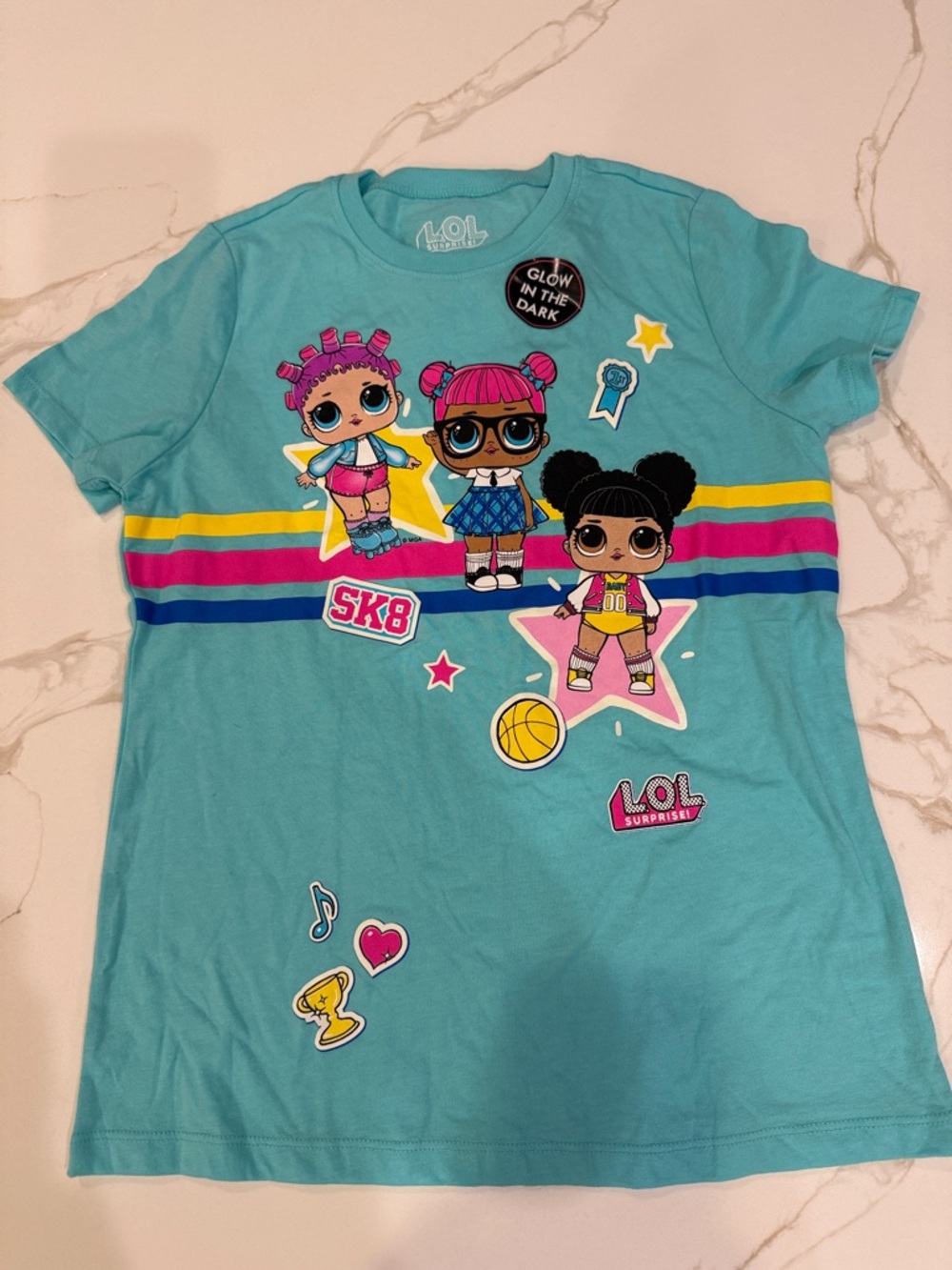 L.O.L. Surprise! Girls' Teal Graphic Tee - Glow-In-The-Dark